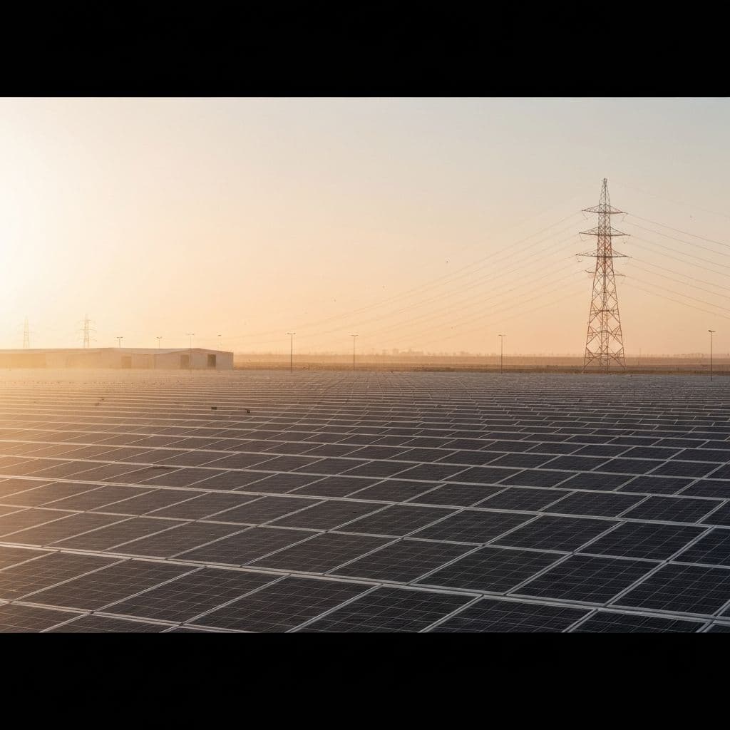 Modern logistics and energy infrastructure at golden hour